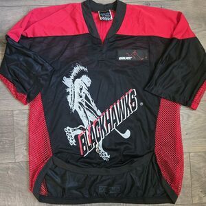 Vintage 90s Bauer Chicago Blackhawks Roller Hockey Jersey Mens L Off-Ice Mesh